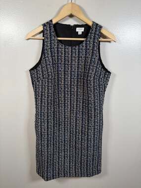 J.Crew Tweed Shift Dress Size 6 Blue Black Work Office Career Professional